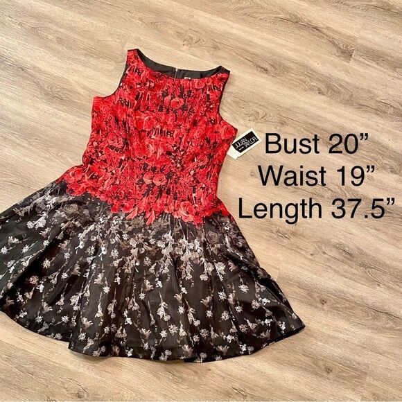 JULIAN TAYLOR SLEEVELESS RED & BLACK SWING SKIRT DRESS 14 NWT - Picture 16 of 16